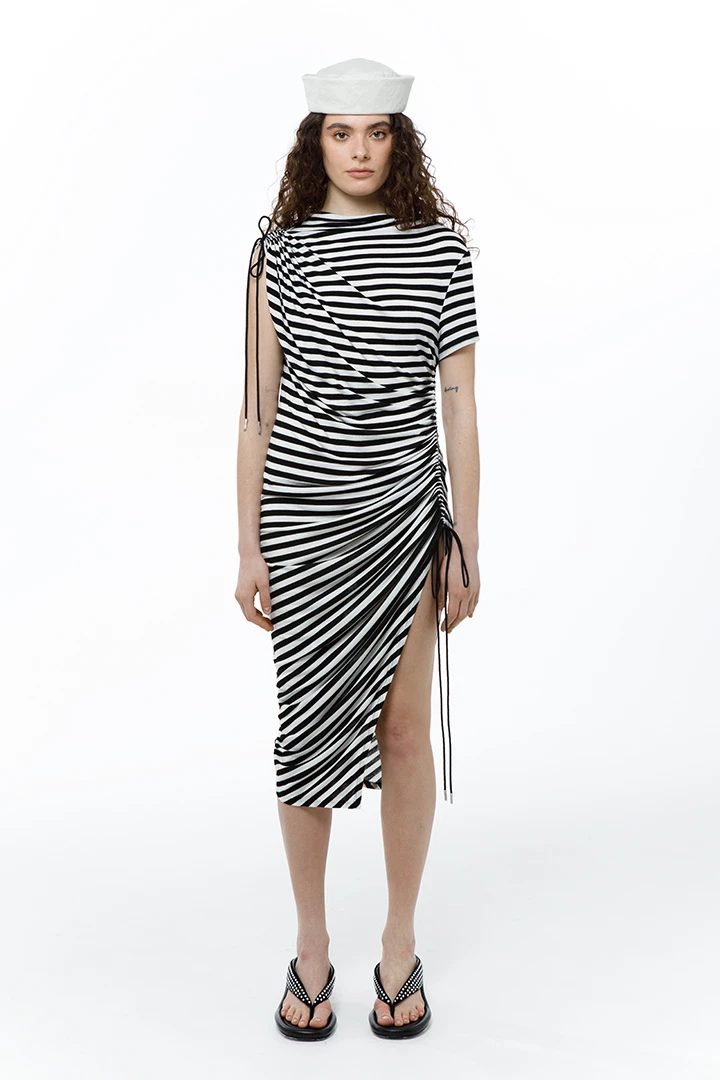 Платье Always Late (Цвет Чёрно-белая полоска, Размер 44/S, Состав 95% вискоза, 5% эластан)