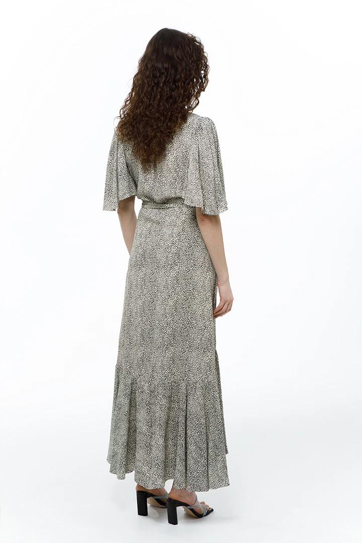 Платье Irsa ( Цвет Бежево-чёрный принт )