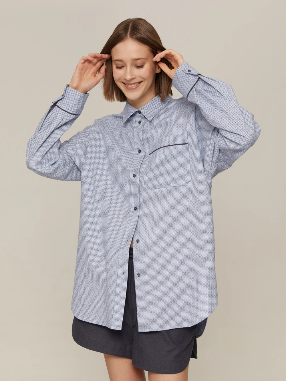 Костюм Atra (Цвет Голубой с узором/серый, Размер S, Состав 100% хлопок)