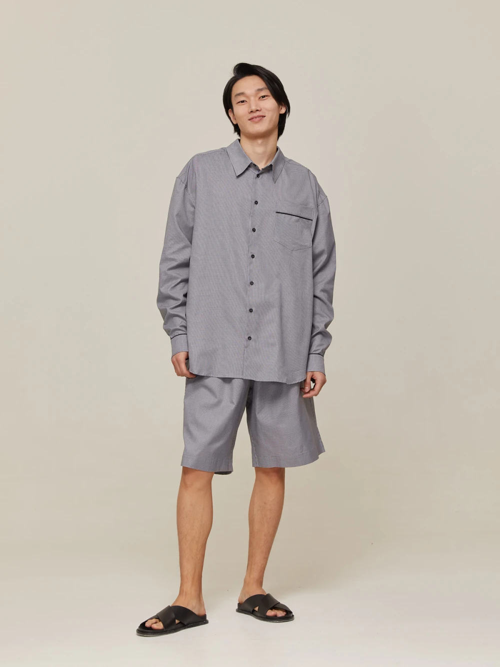 Пижама мужская Aries (Цвет Чёрно-белый в клетку, Размер L, Состав 100% хлопок)