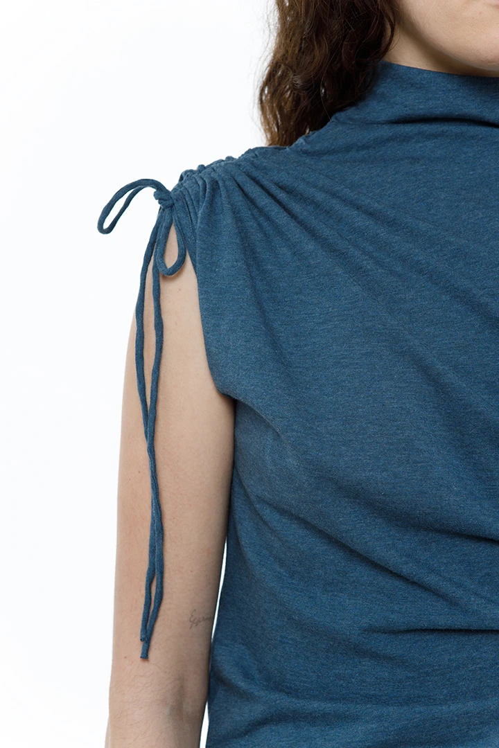 Топ Sorry I`am late (Цвет Морская волна, Размер 44/S, Состав 100%  хлопок)