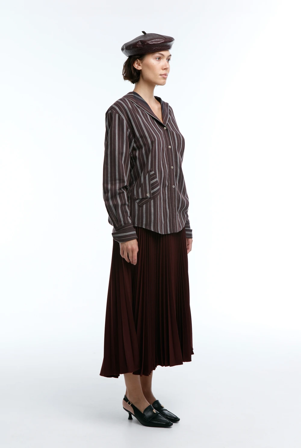 Рубашка Leningrad (Цвет Коричневый в полоску, Размер 44/S, Состав 89% Хлопок, 11% Шерсть)