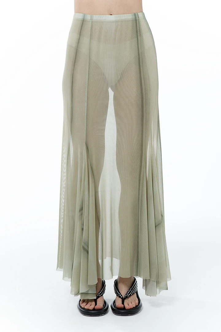 Юбка Crystal (Цвет Зелёный в полоску, Размер 44/S, Состав 100% полиамид)