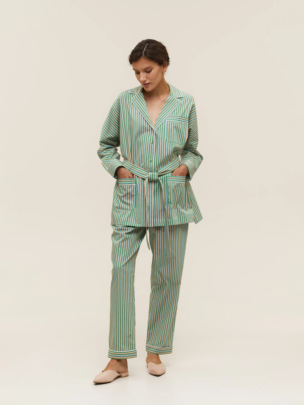 Костюм Aysha (Цвет Зелёный в полоску, Размер S, Состав 100% хлопок)
