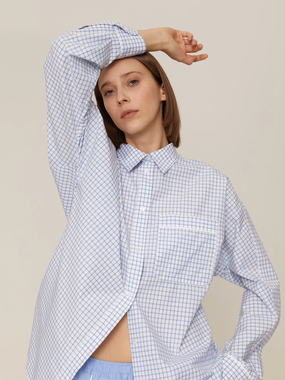 Костюм Atra (Цвет Белый в клетку/голубой, Размер S, Состав 100% хлопок)