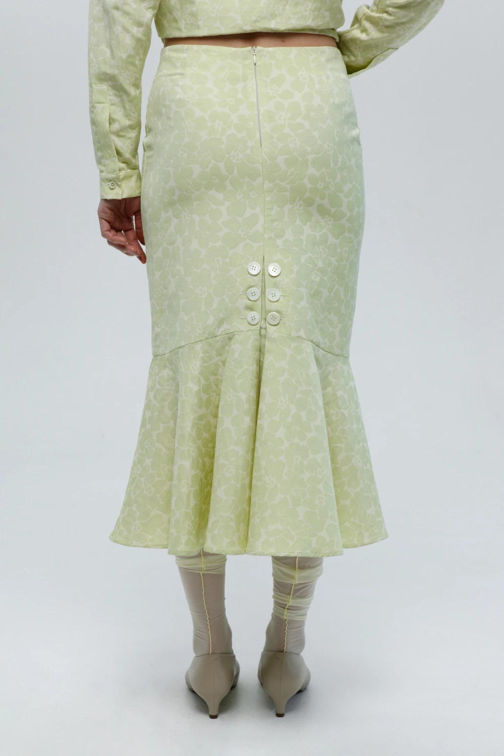 Юбка Garnec (Цвет Лимонный с цветами, Размер 44/S, Состав 58% Хлопок, 42% Полиэстер)