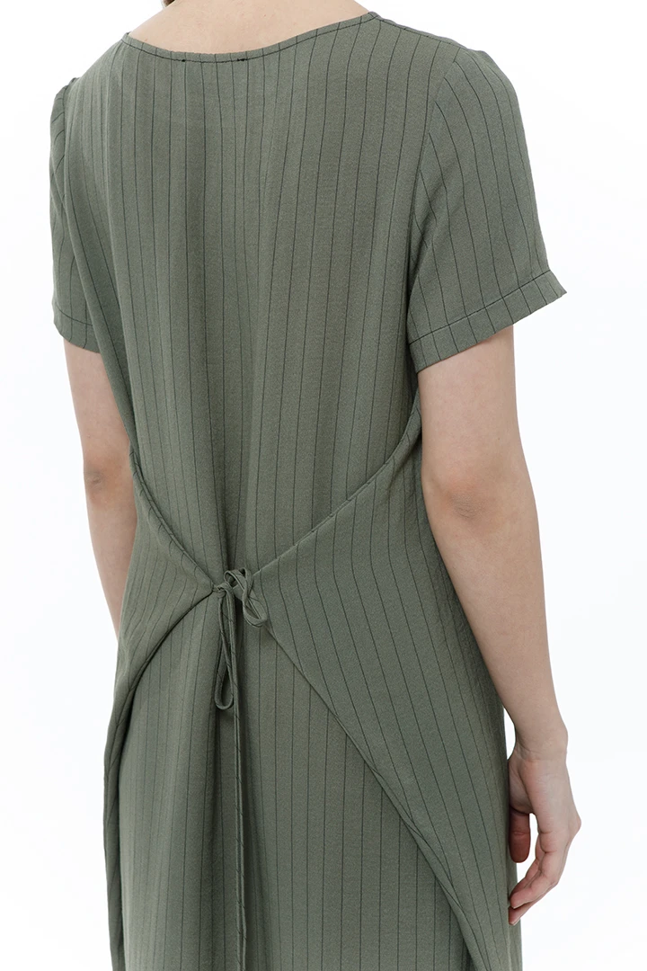 Платье Amore (Цвет Зелёный в полоску, Размер 44/S, Состав 50% Вискоза, 50% Лён)