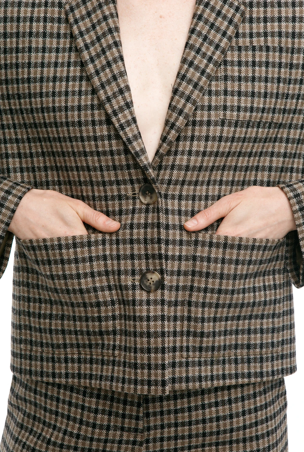 Жакет FOLK ( Цвет Коричнево-оливковая клетка )