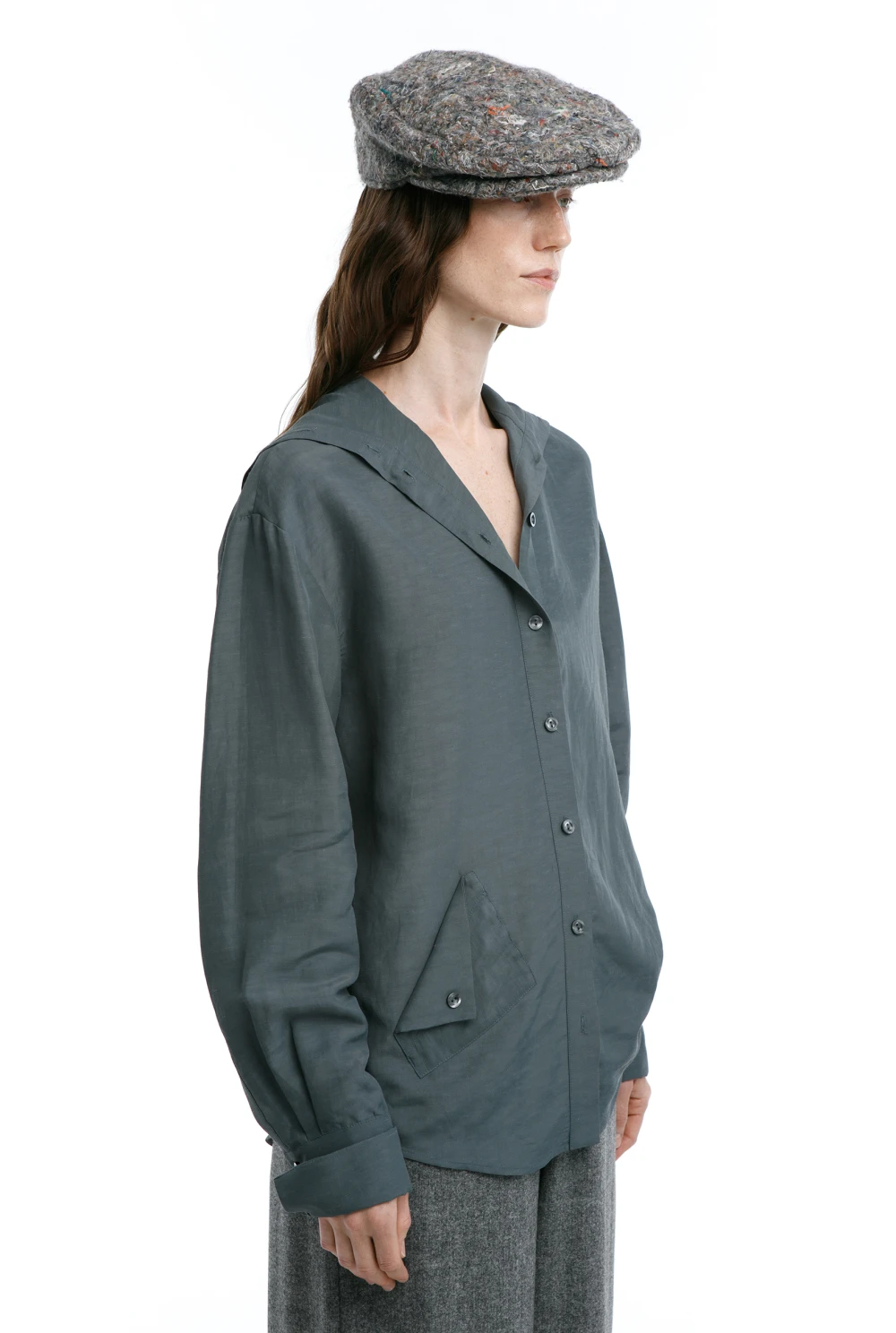 Рубашка Leningrad (Цвет Хаки, Размер 44/S, Состав 63% вискоза, 37% лён)