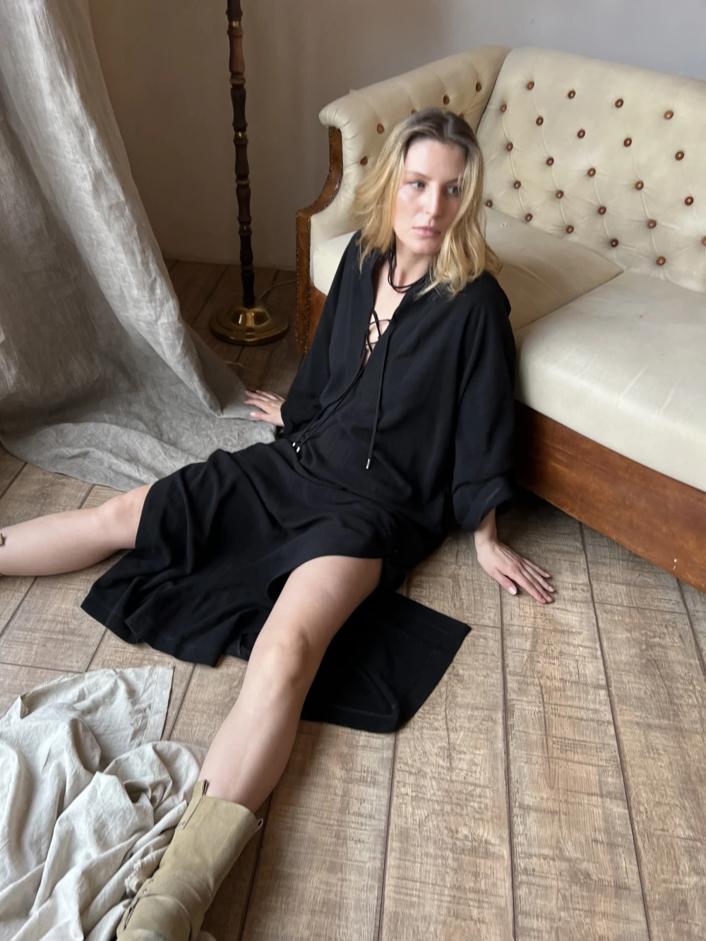 Платье Summer (Цвет Чёрный, Размер S-M, Состав 70% вискоза, 30% лён)