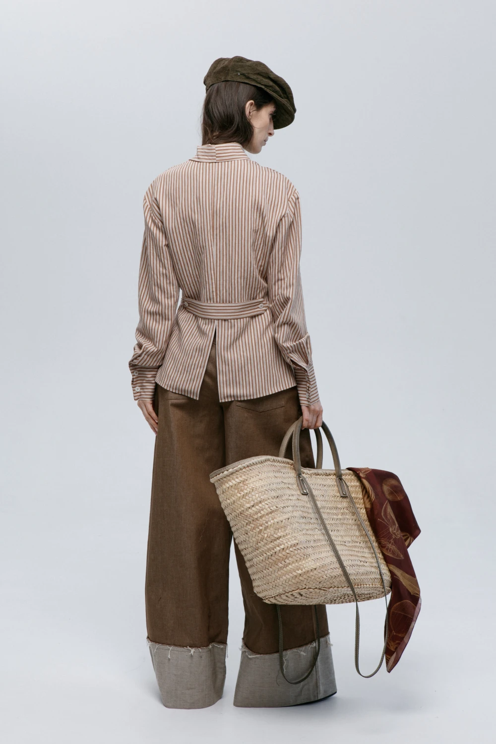 Рубашка Vran (Цвет Коричневый в полоску, Размер 44/S, Состав 90% Вискоза, 10% Полиэстер)