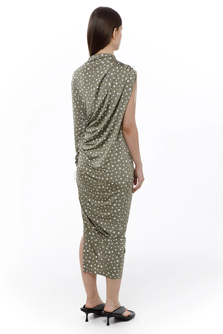 Платье Late again (Цвет Горох Хаки, Размер 44/S, Состав 96% вискоза, 4% эластан)