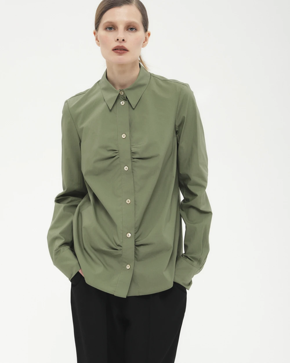 Блузка Lute (Цвет Хаки, Размер S, Состав 100% хлопок)