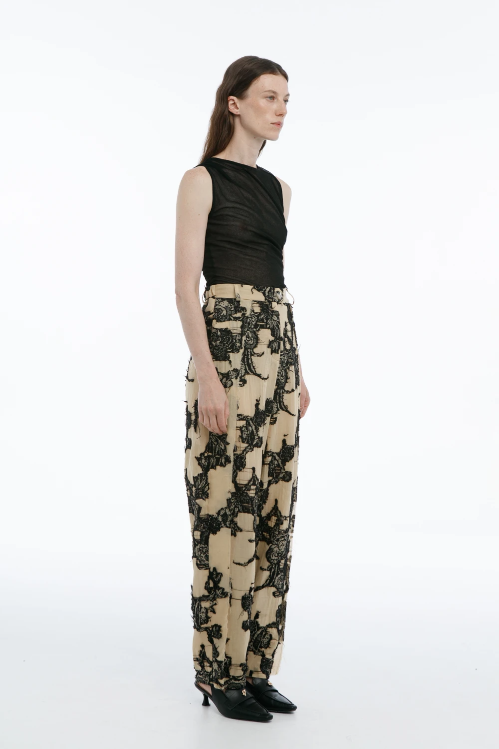 Брюки Maple (Цвет Цветы на бежевом, Размер 44/S, Состав 60% Шерсть, 40% Хлопок)