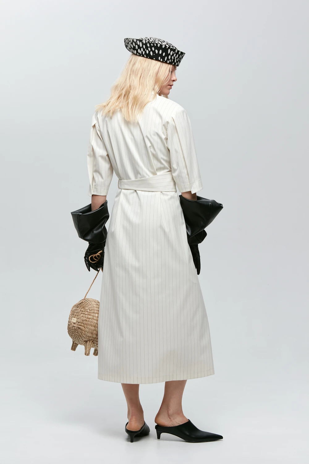 Платье Makovka (Цвет Молочный в полоску, Размер 44/S, Состав 69% Полиэстер, 30% Вискоза, 1% Эластан)