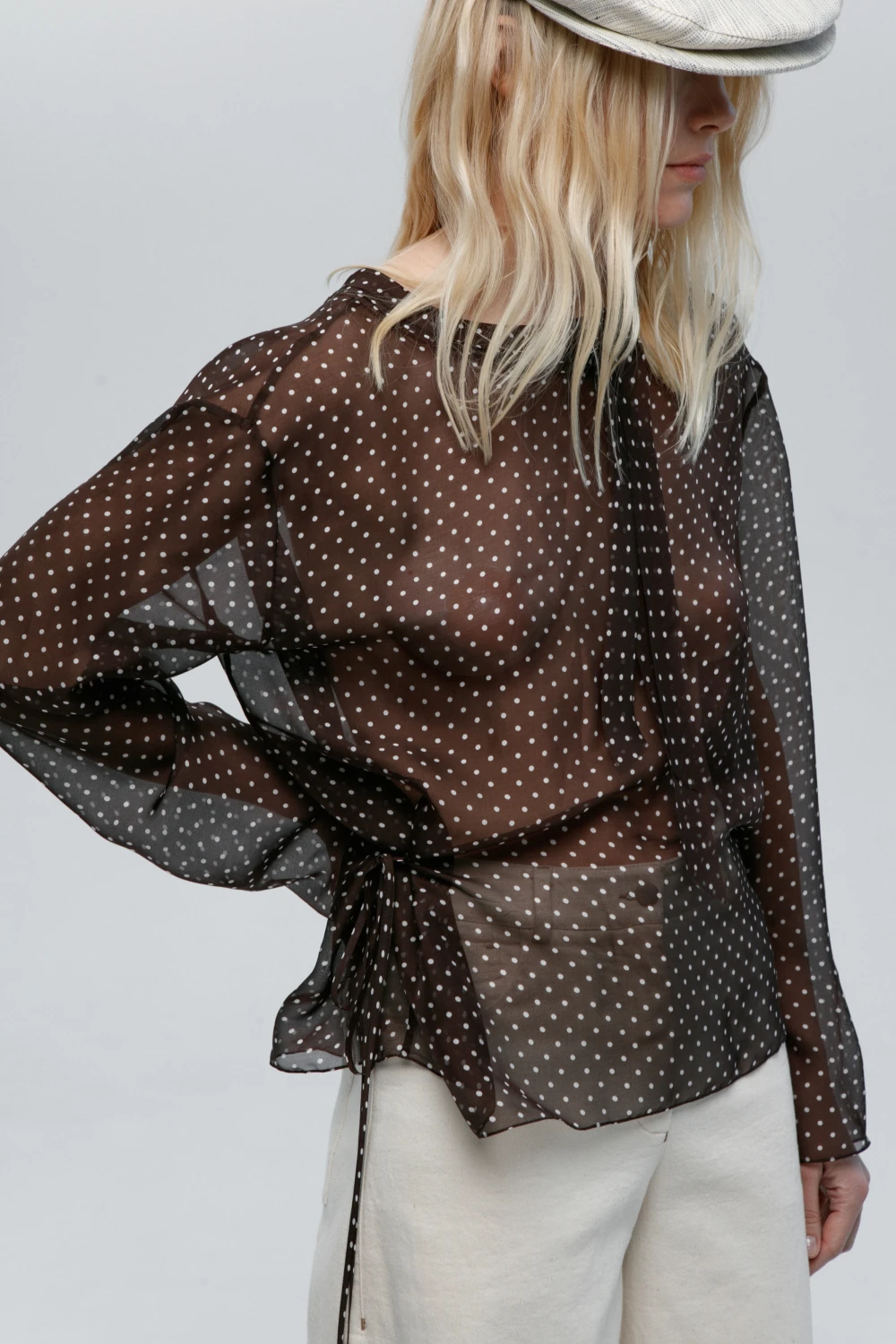 Лонгслив Dana (Цвет Коричневый в горох, Размер 44/S)