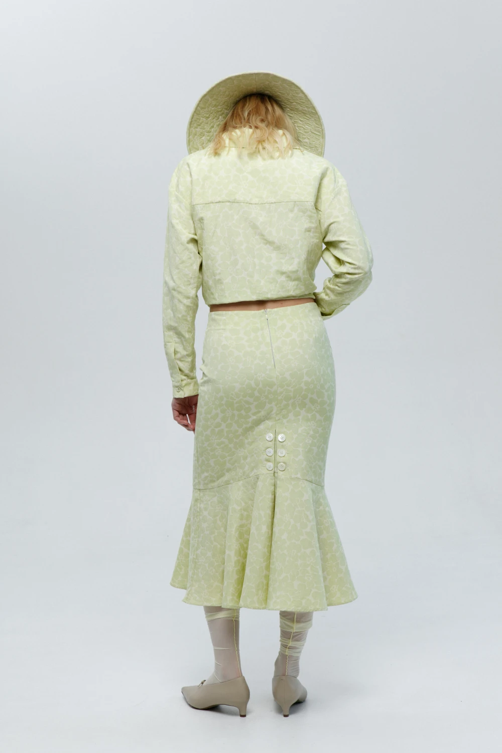 Юбка Garnec (Цвет Лимонный с цветами, Размер 44/S, Состав 58% Хлопок, 42% Полиэстер)