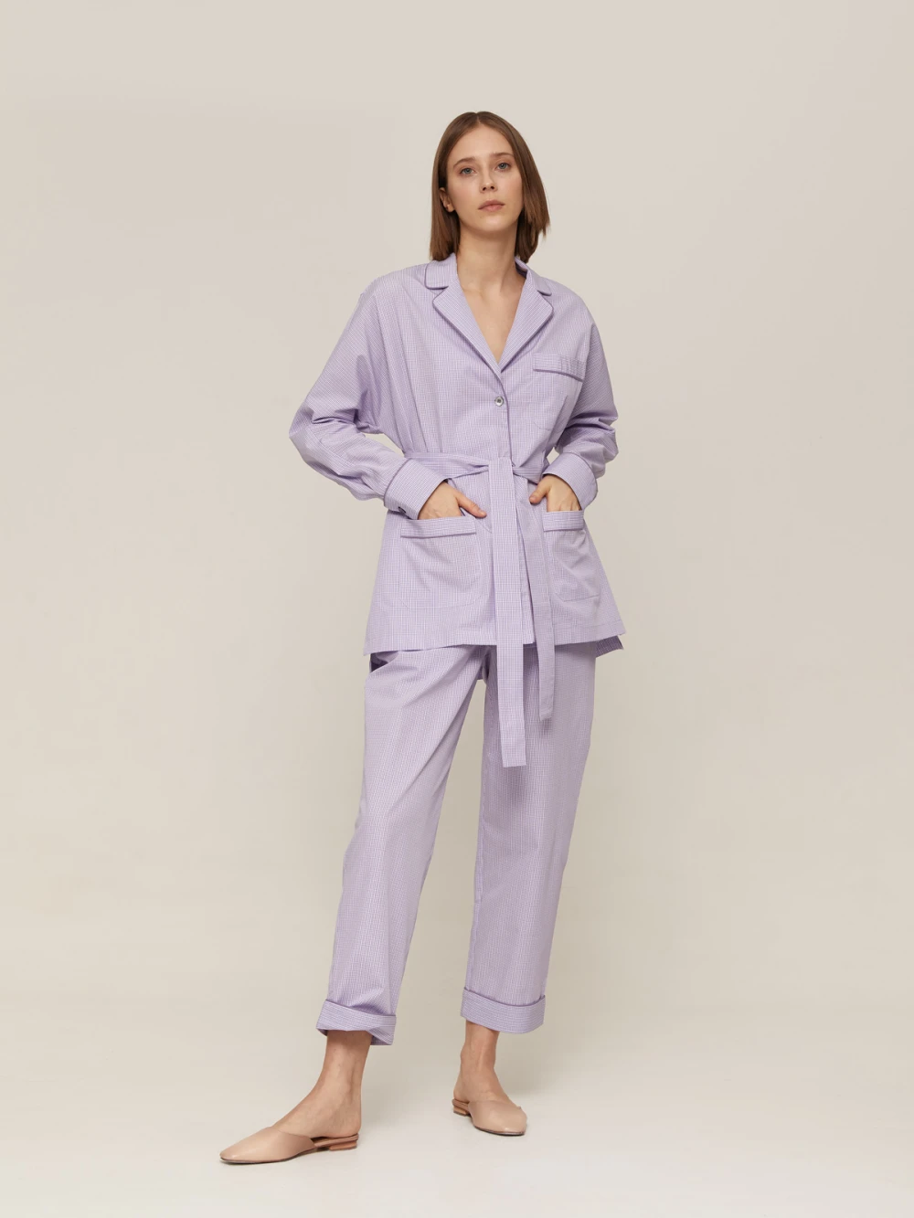 Костюм Aysha (Цвет Фиолетовый в клетку, Размер S, Состав 100% хлопок)