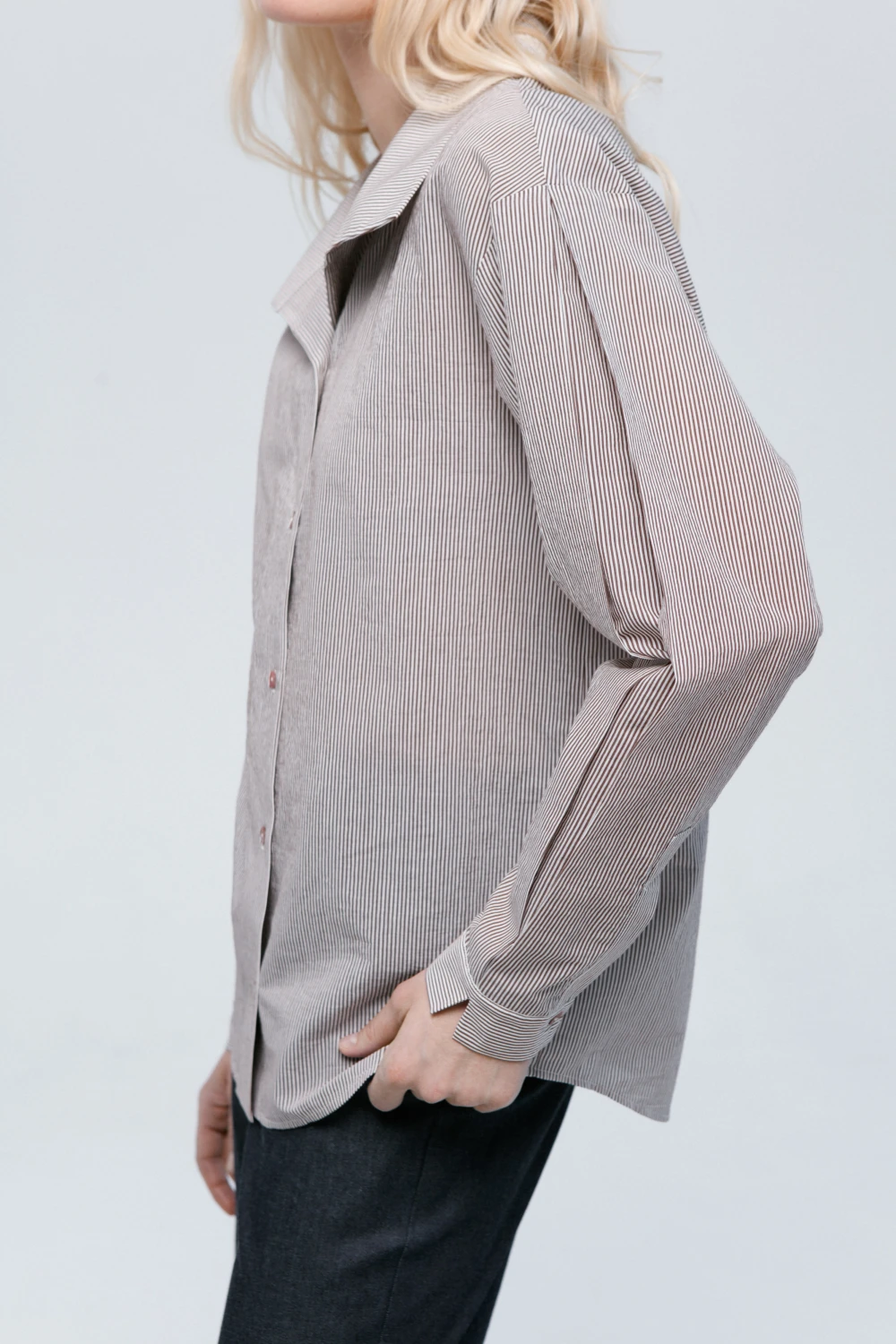 Рубашка Ladno (Цвет Белый в полоску, Размер 44/S, Состав 77% Хлопок, 23% Полиамид)