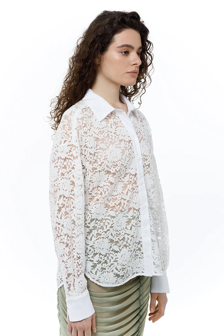 Блузка Romance (Цвет Белое-кружево, Размер 44/S, Состав 70% вискоза, 25% хлопок, 5% полиамид)