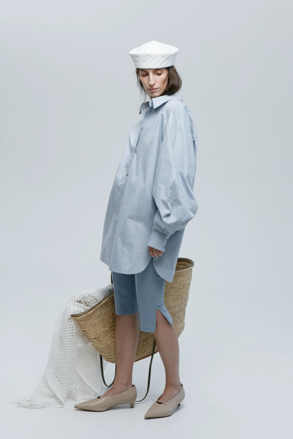 Платье-рубашка Elen (Цвет Голубой в полоску, Размер 44/S, Состав 80% Хлопок, 20% Полиамид)