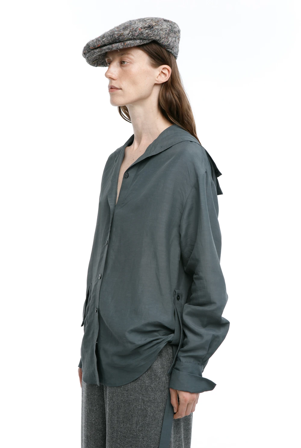 Рубашка Leningrad (Цвет Хаки, Размер 44/S, Состав 63% вискоза, 37% лён)