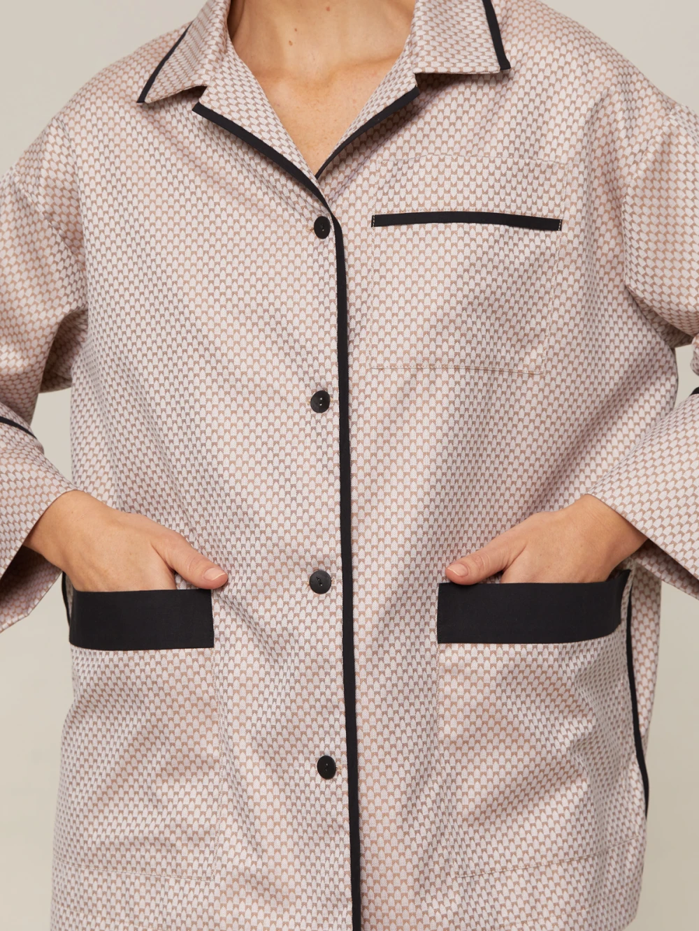 Пижама Alisa (Цвет Бежевый с узором, Размер S, Состав 100% хлопок)