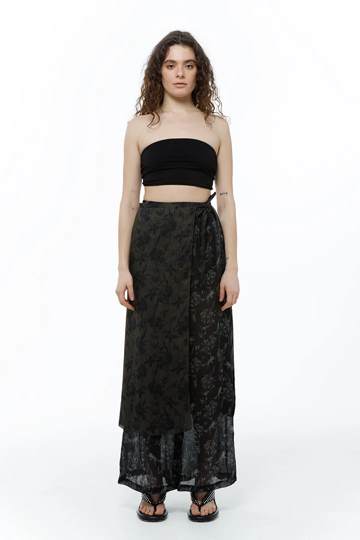 Юбка Literature 2 (Цвет Коричневый с принтом, Размер 44/S, Состав 100% рами)