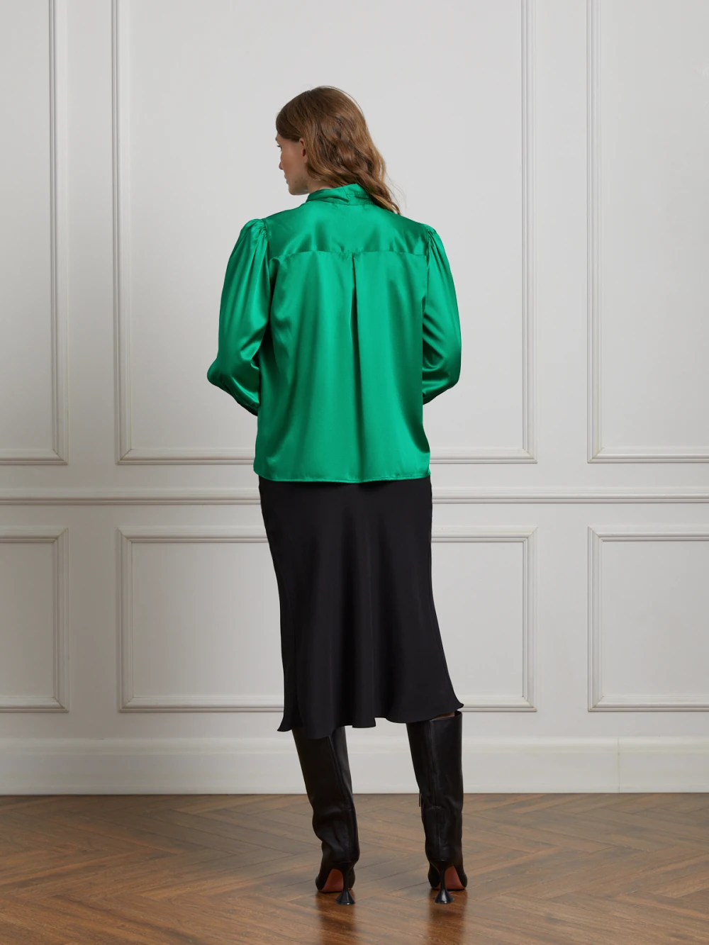 Блузка Tea (Цвет Зелёный, Размер S, Состав 97% шёлк, 3% эластан)