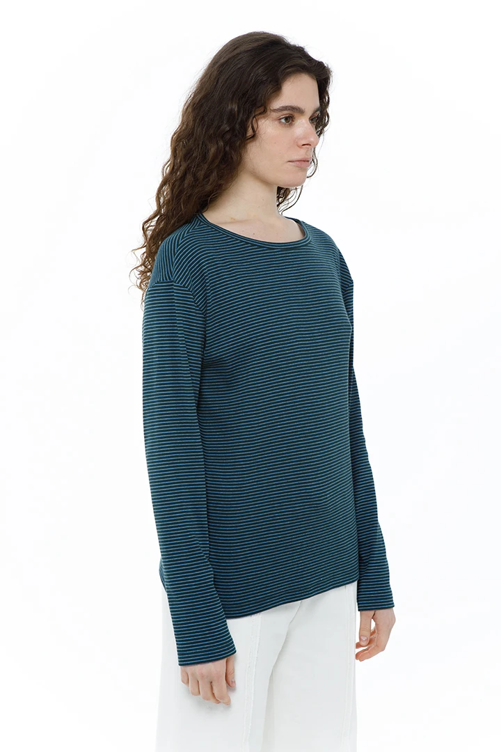 Лонгслив Dad's ( Цвет Зелёный в голубую полоску )