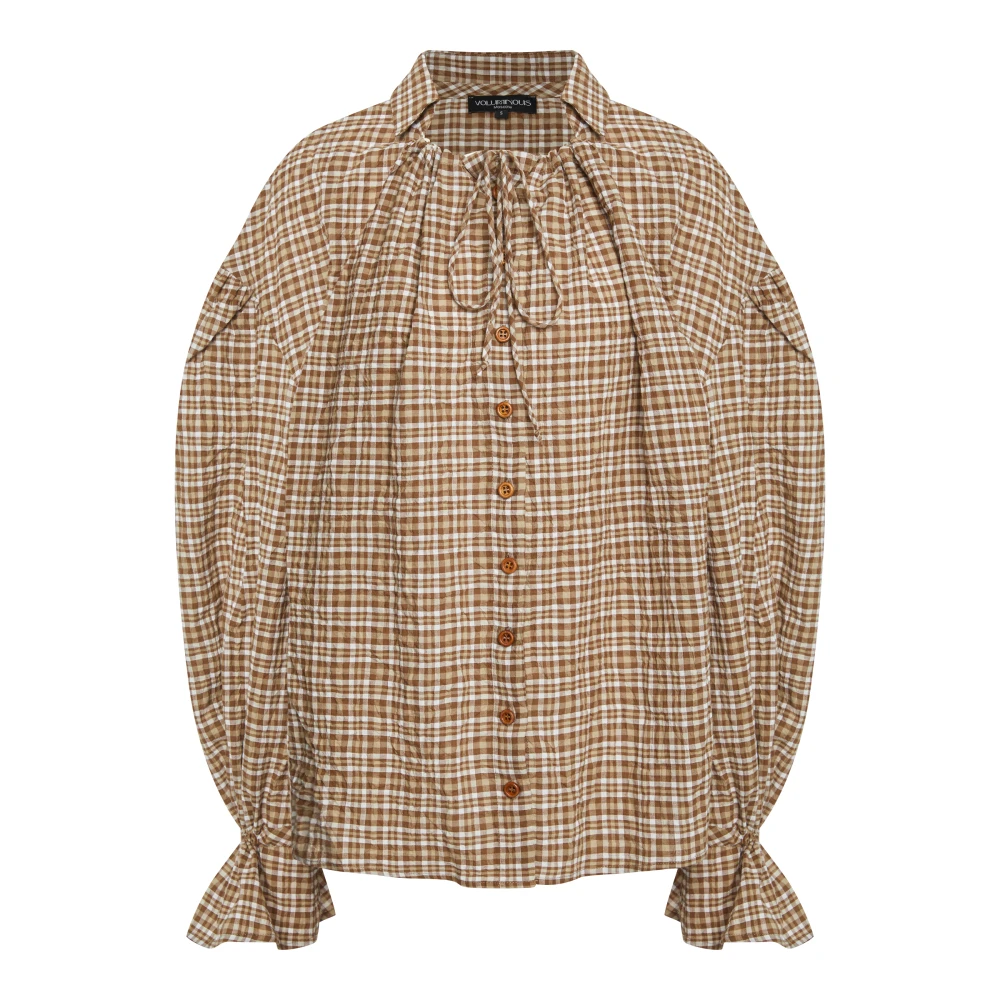 Блузка TGIF (Цвет Коричневая клетка, Размер 44/S, Состав 100%  хлопок)