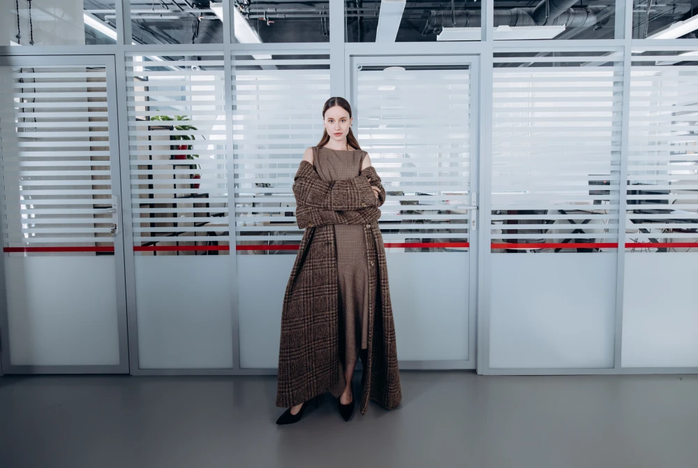 Платье English Lesson (Цвет Коричневый в клетку, Размер 44/S)