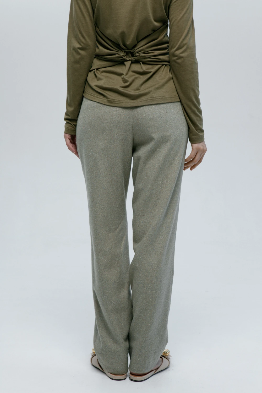 Брюки Nicoli (Цвет Зелёный меланж, Размер 44/S, Состав 50% Шёлк, 50% Шерсть)