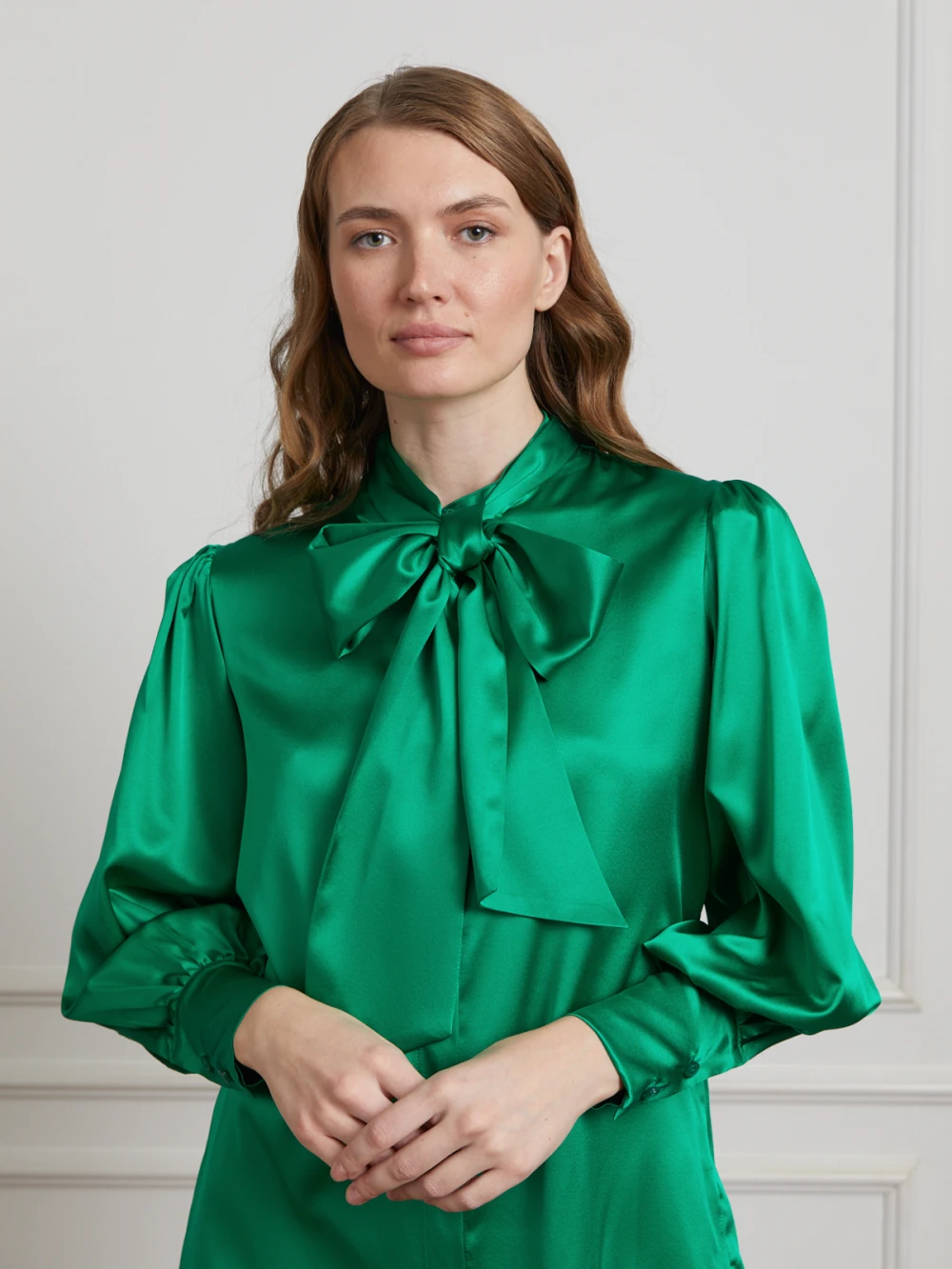 Блузка Tea (Цвет Зелёный, Размер S, Состав 97% шёлк, 3% эластан)