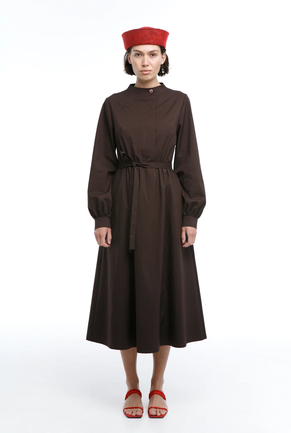 Платье Pioneer (Цвет Коричневый, Размер 44/S, Состав 63% Хлопок, 32% Полиэстер, 5% Эластан)