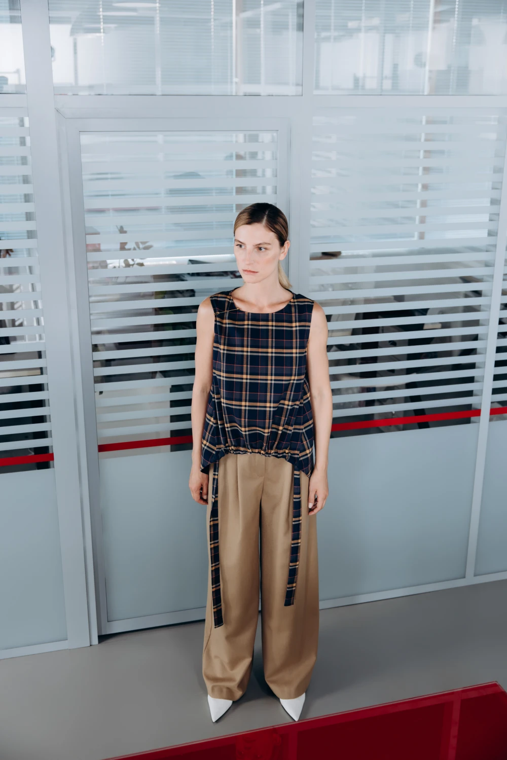 Топ Co-working ( Цвет Тёмно-синий в клетку )