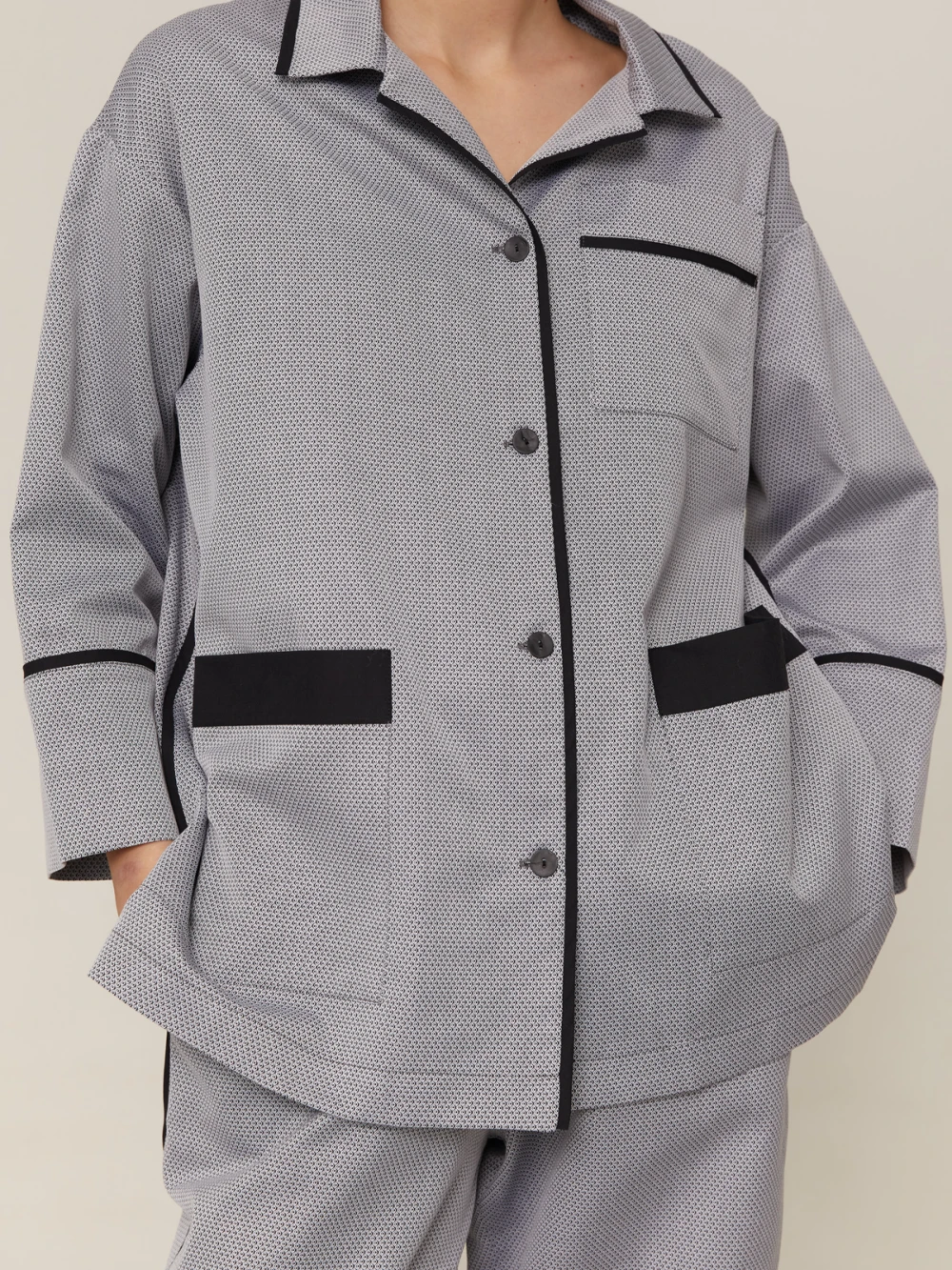 Пижама Alisa (Цвет Серый с узором, Размер S, Состав 100% хлопок)