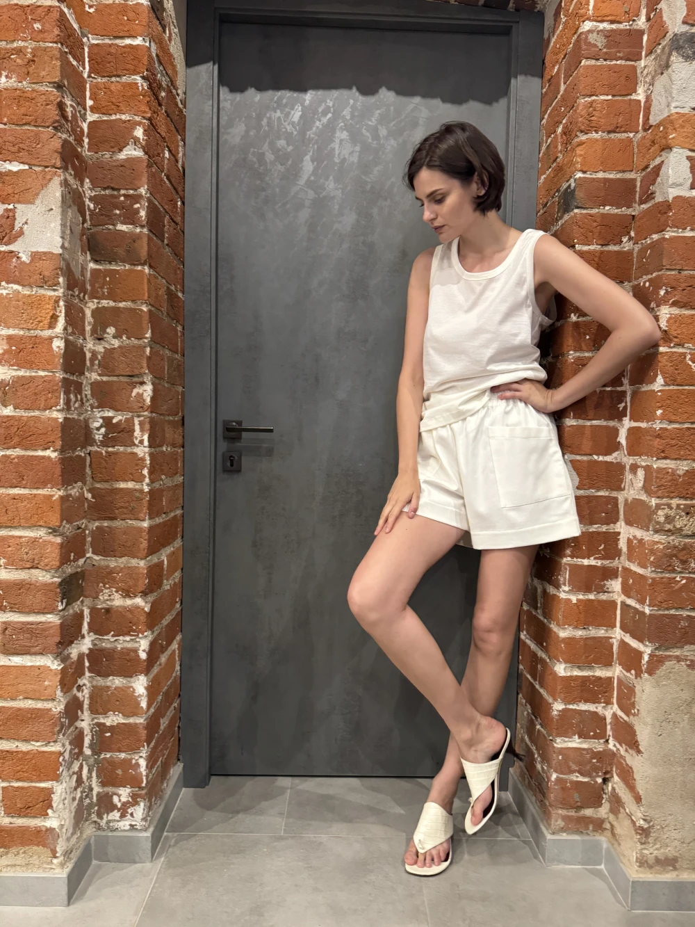 Шорты Cherry (Цвет Белый, Размер 44/S, Состав 97% хлопок, 3% эластан)