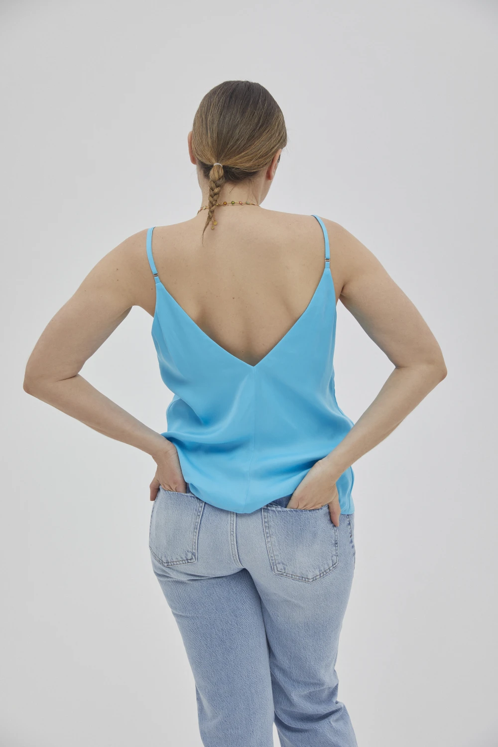 Топ на бретелях Sunna (Цвет Голубой, Размер L, Состав 65% купро, 35% вискоза)