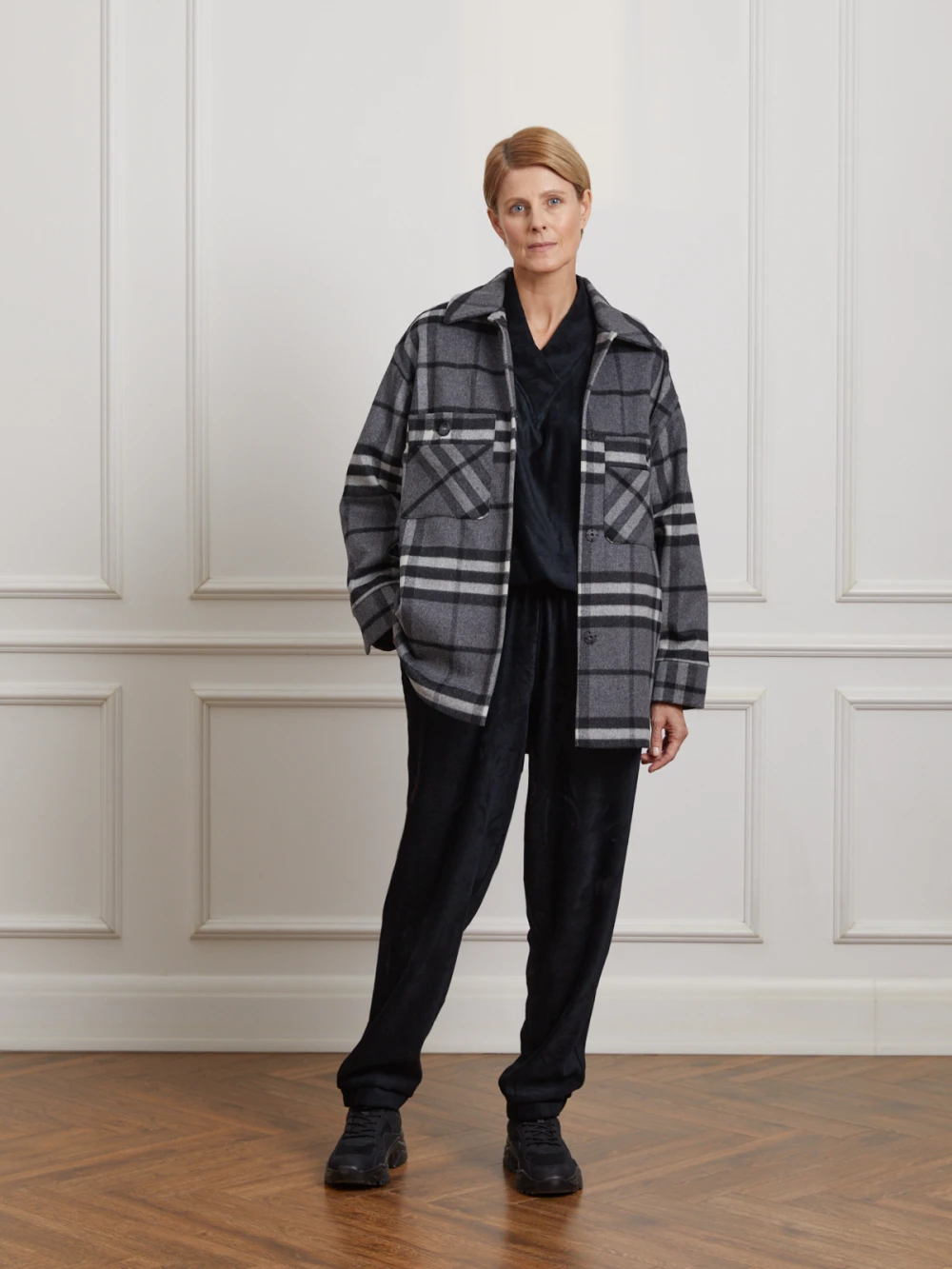 Куртка Esa (Цвет Тёмно-серый в клетку, Размер S, Состав 70% шерсть, 20% акрил, 10% кашемир)