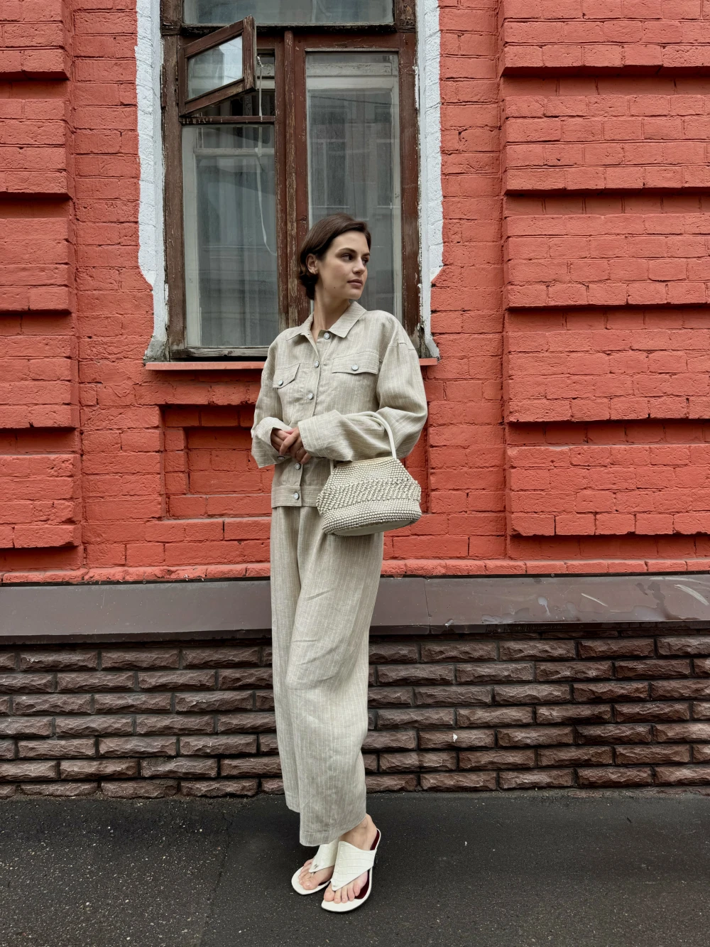 Брюки Alen (Цвет Бежевый, Размер 44/S, Состав 100% лён)