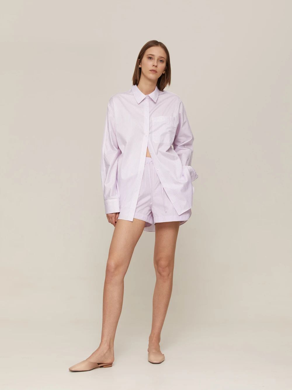 Костюм Atra (Цвет Сиреневый в белую полоску/сиреневый в полоску, Размер S, Состав 100% хлопок)