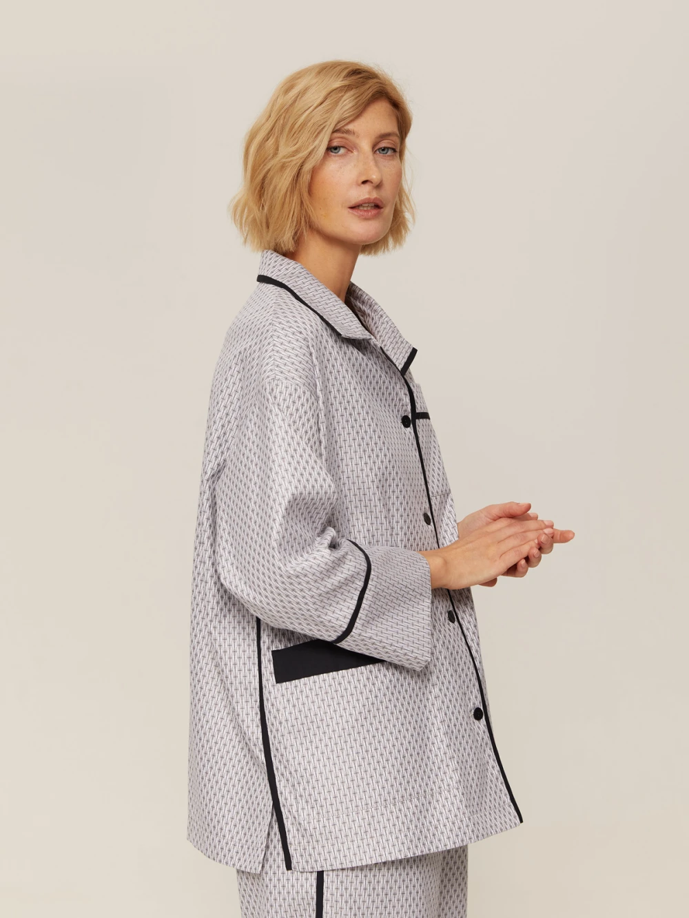 Пижама Alisa (Цвет Светло-серый с узором, Размер S, Состав 100% хлопок)