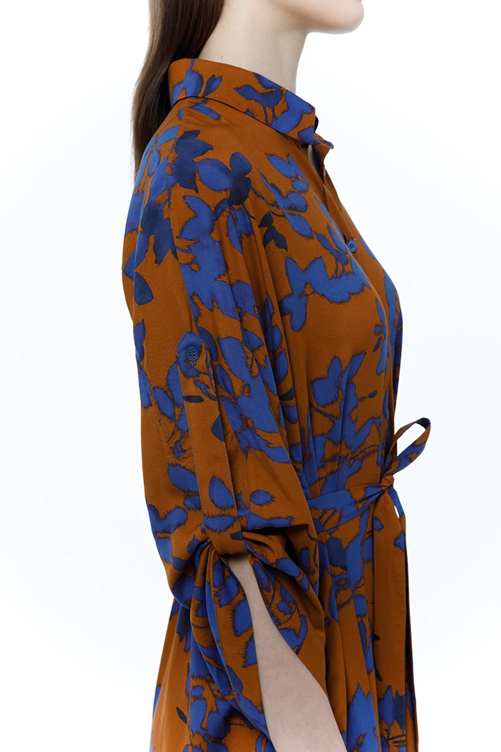 Платье Demetra New ( Цвет Коричневый в синий цветок )