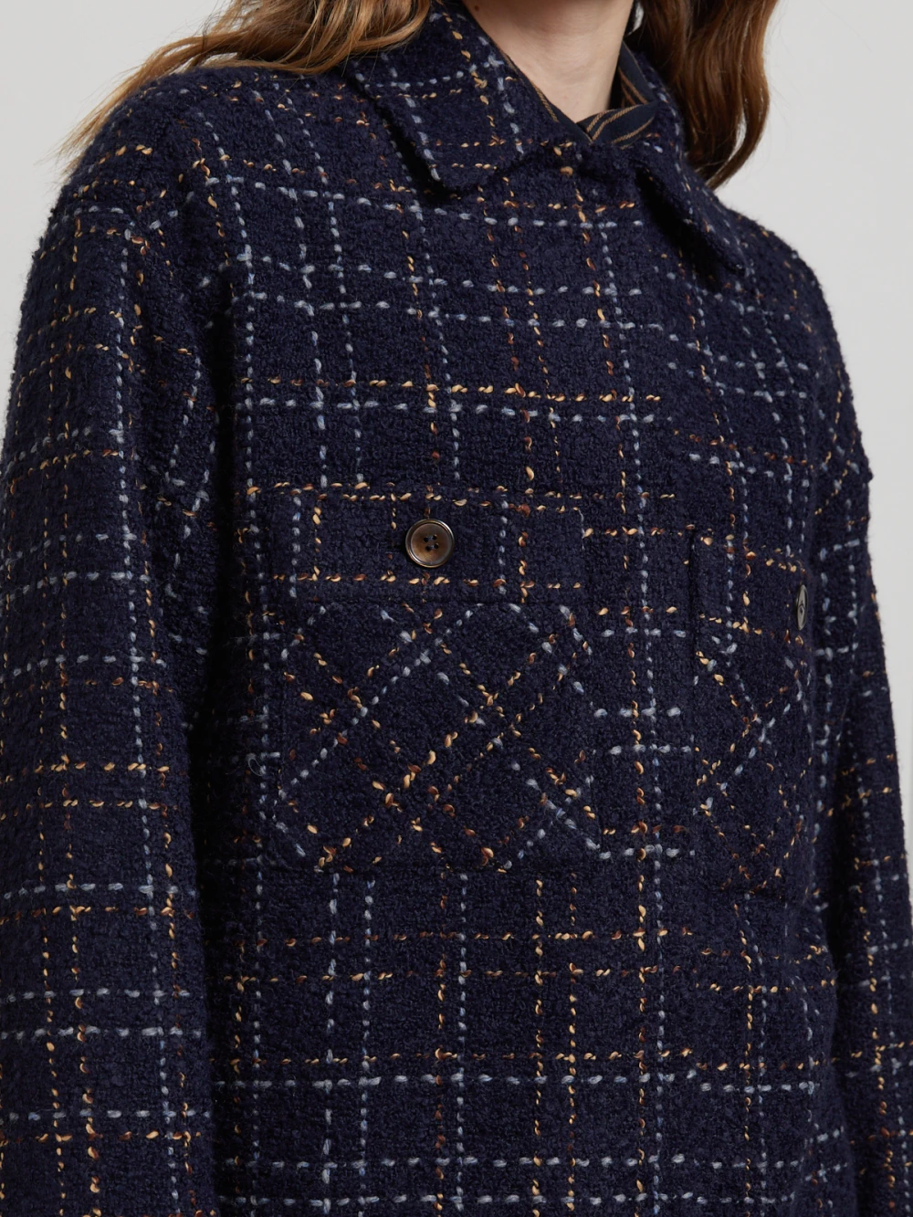 Куртка Esa (Цвет Тёмно-синий в клетку, Размер S, Состав 72% шерсть, 16% акрил, 12% вискоза)