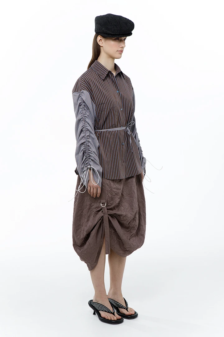 Рубашка Curtains (Цвет Коричневый в полоску, Размер 44/S, Состав 100%  хлопок)