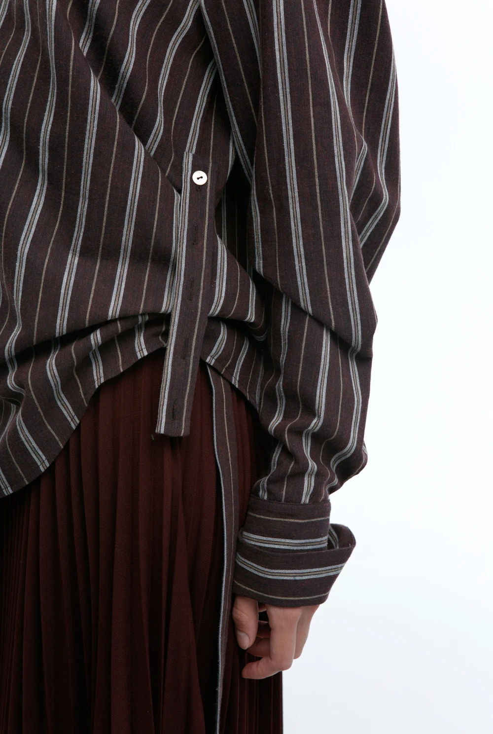 Рубашка Leningrad (Цвет Коричневый в полоску, Размер 44/S, Состав 89% Хлопок, 11% Шерсть)