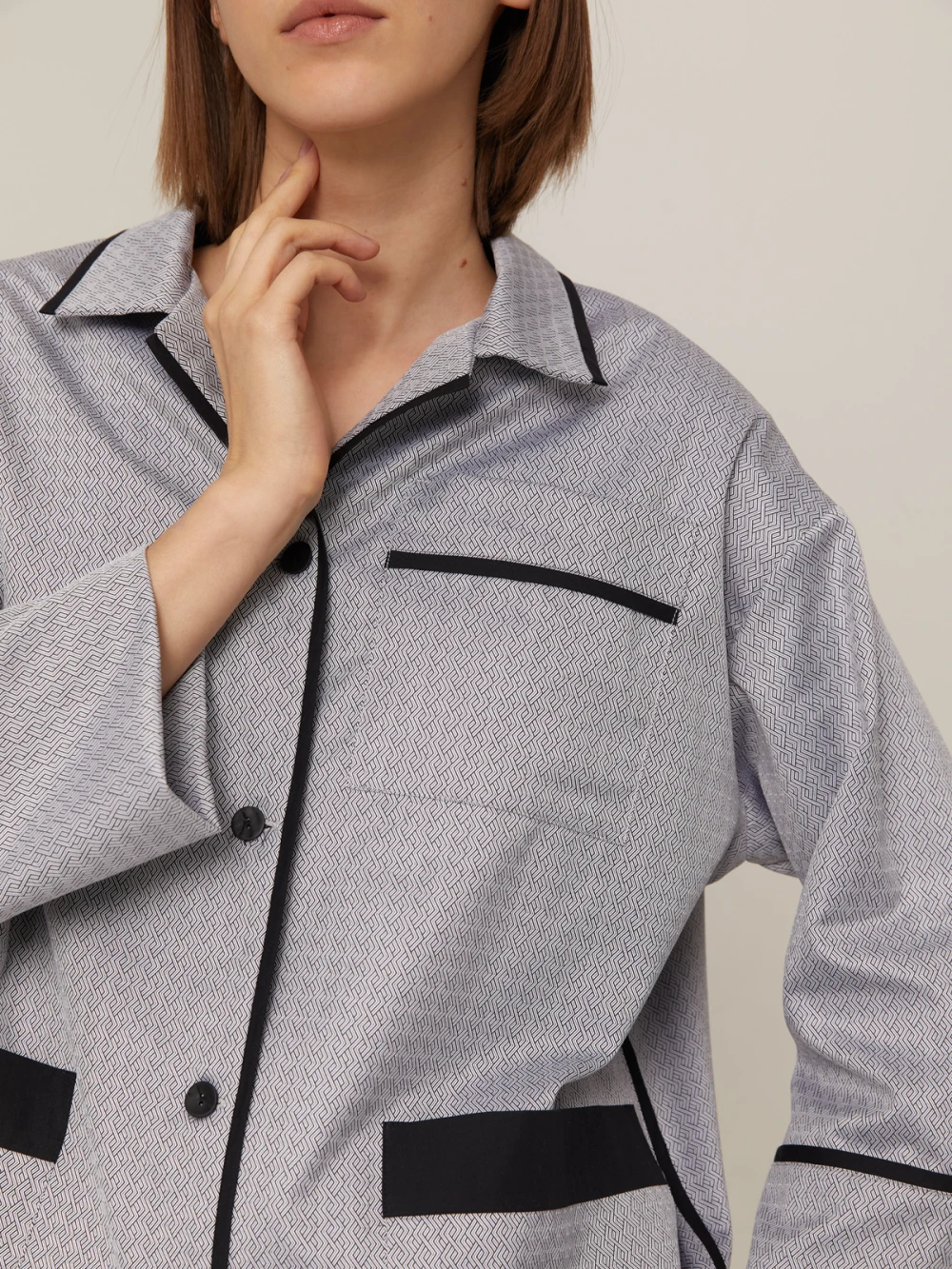 Пижама Alisa (Цвет Серый с узором зиг-заг, Размер S, Состав 100% хлопок)