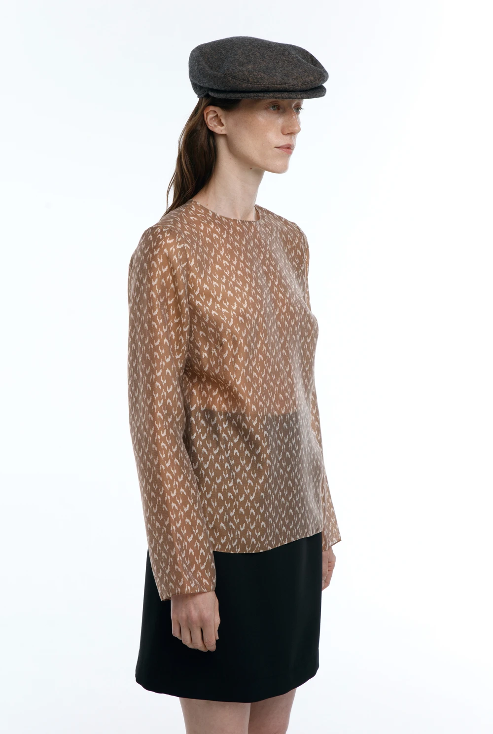 Блузка Simple (Цвет Светло-коричневый, Размер 44/S, Состав 80% Тенсел, 20% Полиэстер)