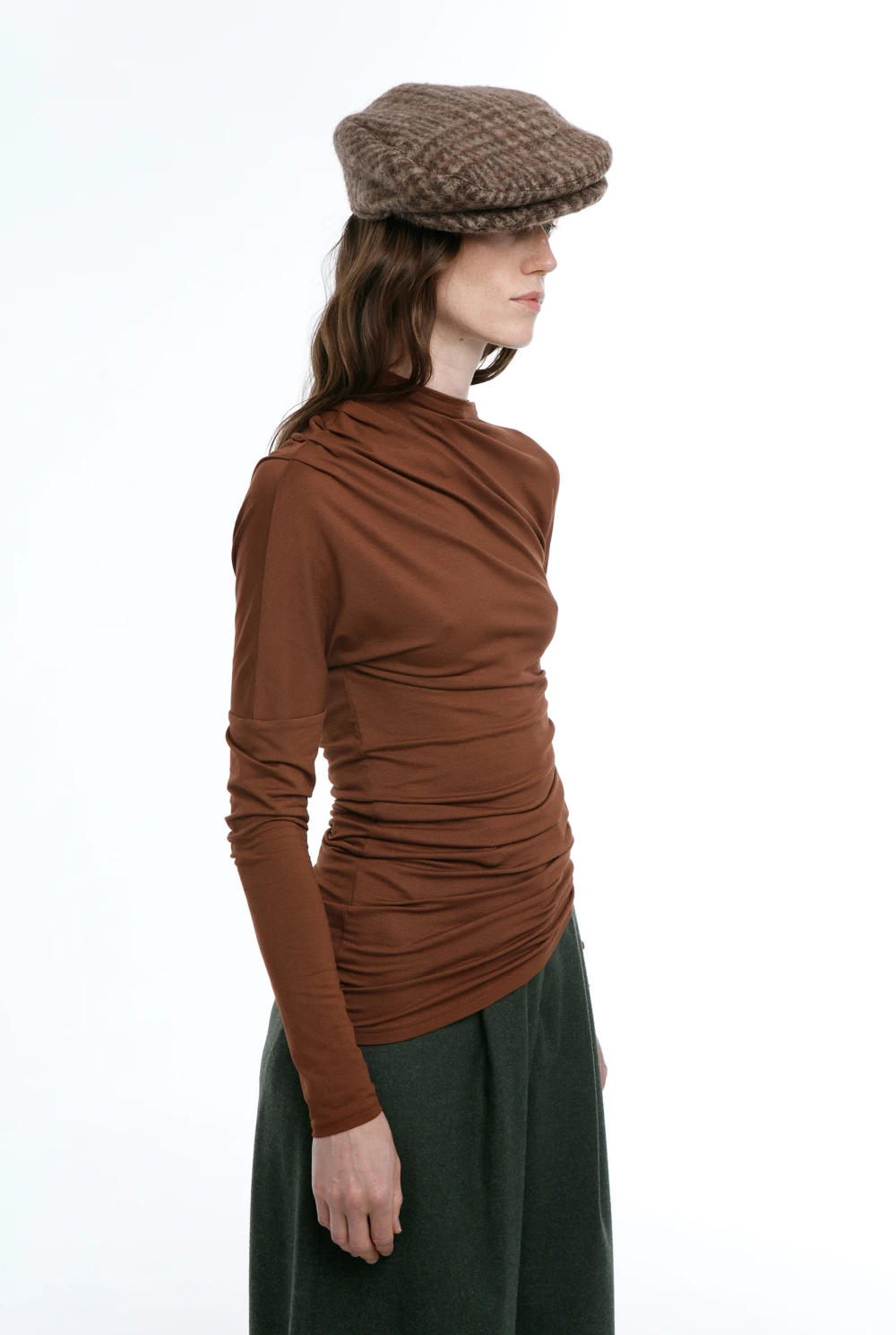 Лонгслив Drape (Цвет Терракот, Размер 44/S, Состав 97% вискоза, 3% эластан)